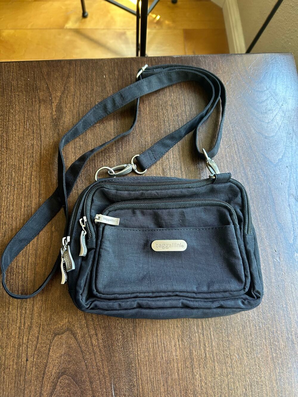 Baggallini Triple Zip Crossbody Bag black